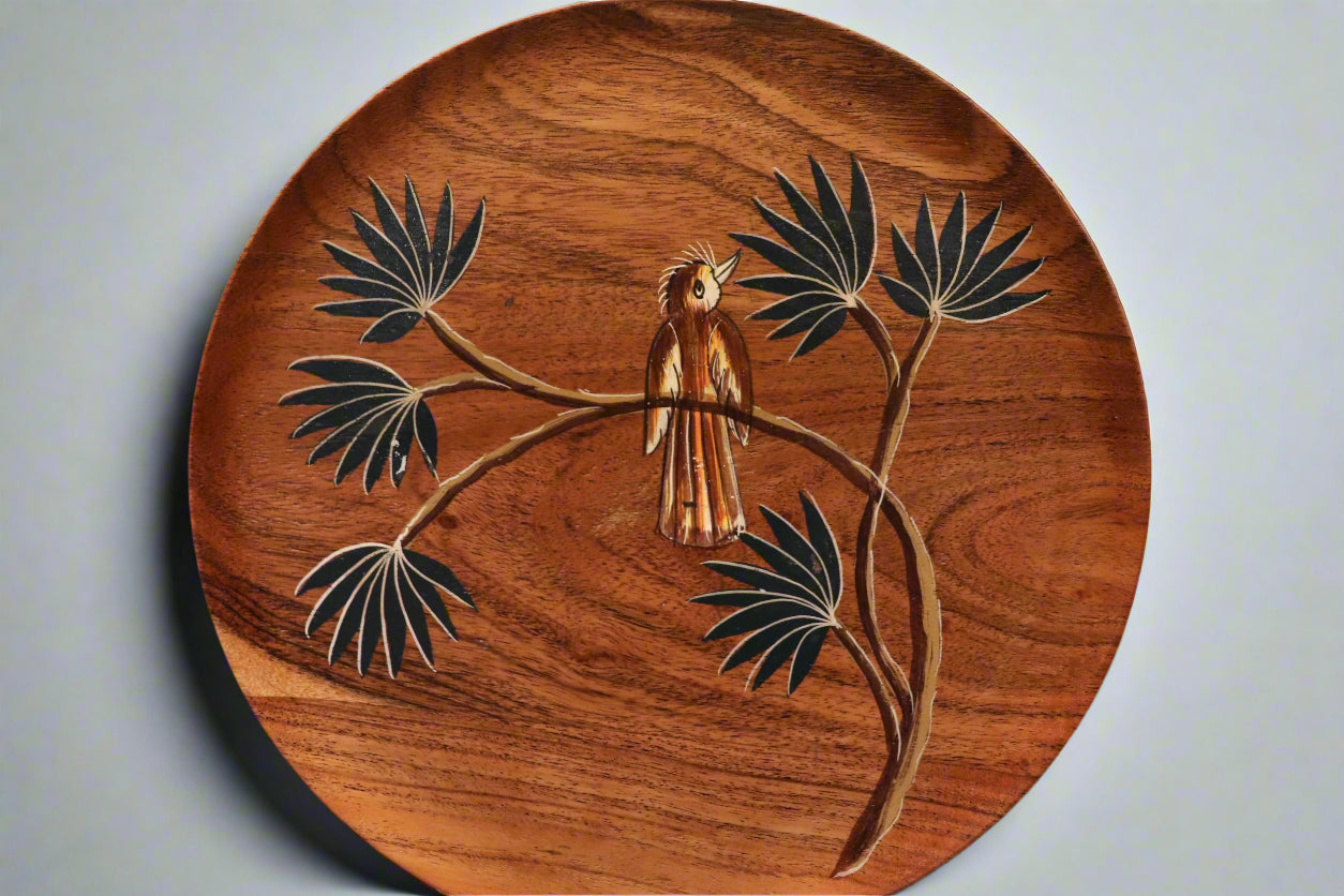 Hand painted acacia wood bird trays (set of 3)