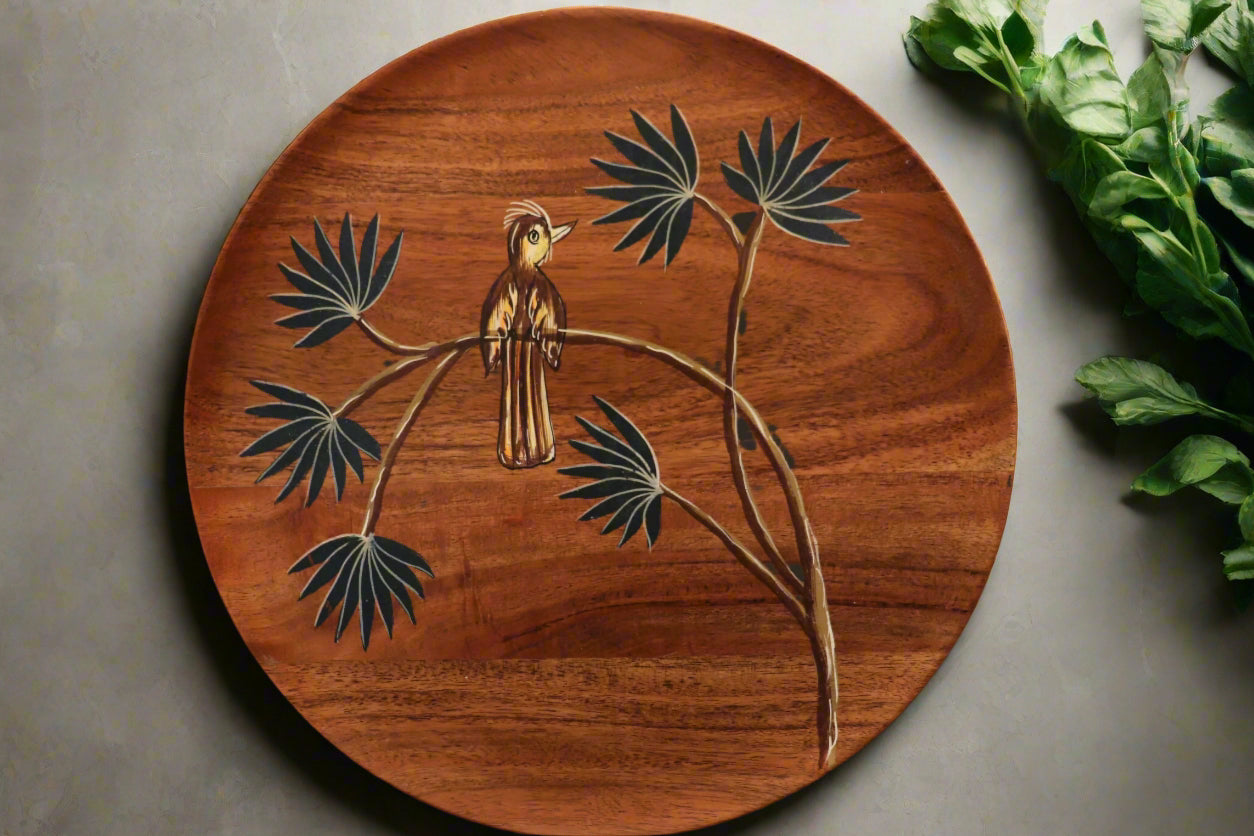 Hand painted acacia wood bird trays (set of 3)