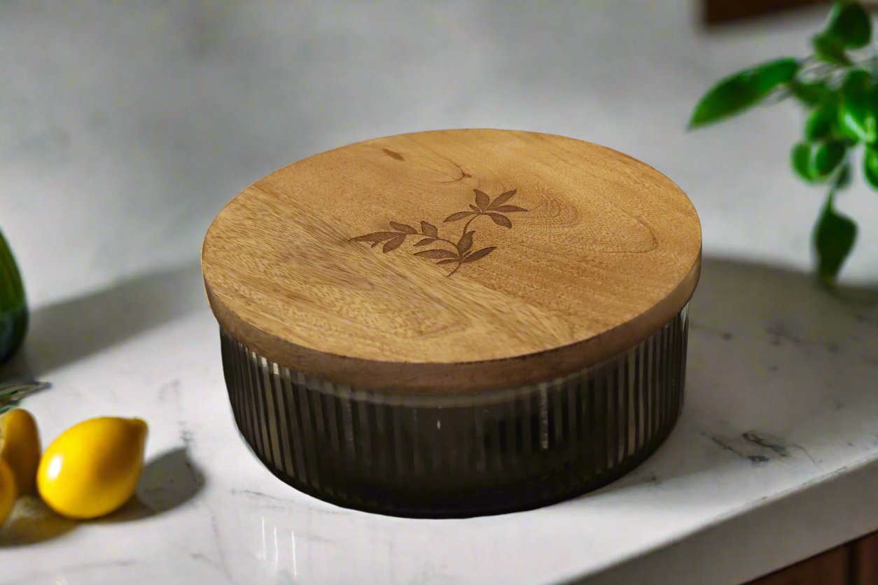 Wood and Glass Food Storage Container