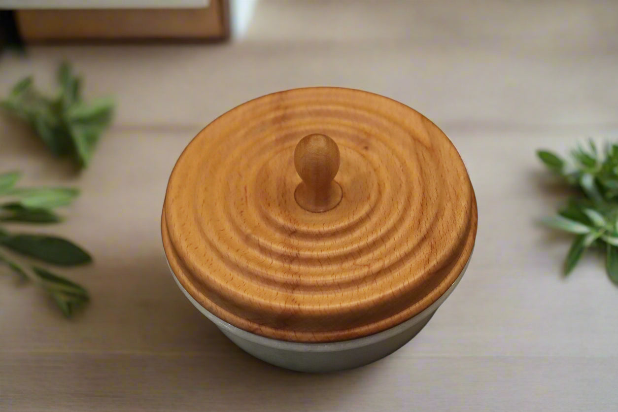 Stone-turned Marble and Wood Ripple Bowl