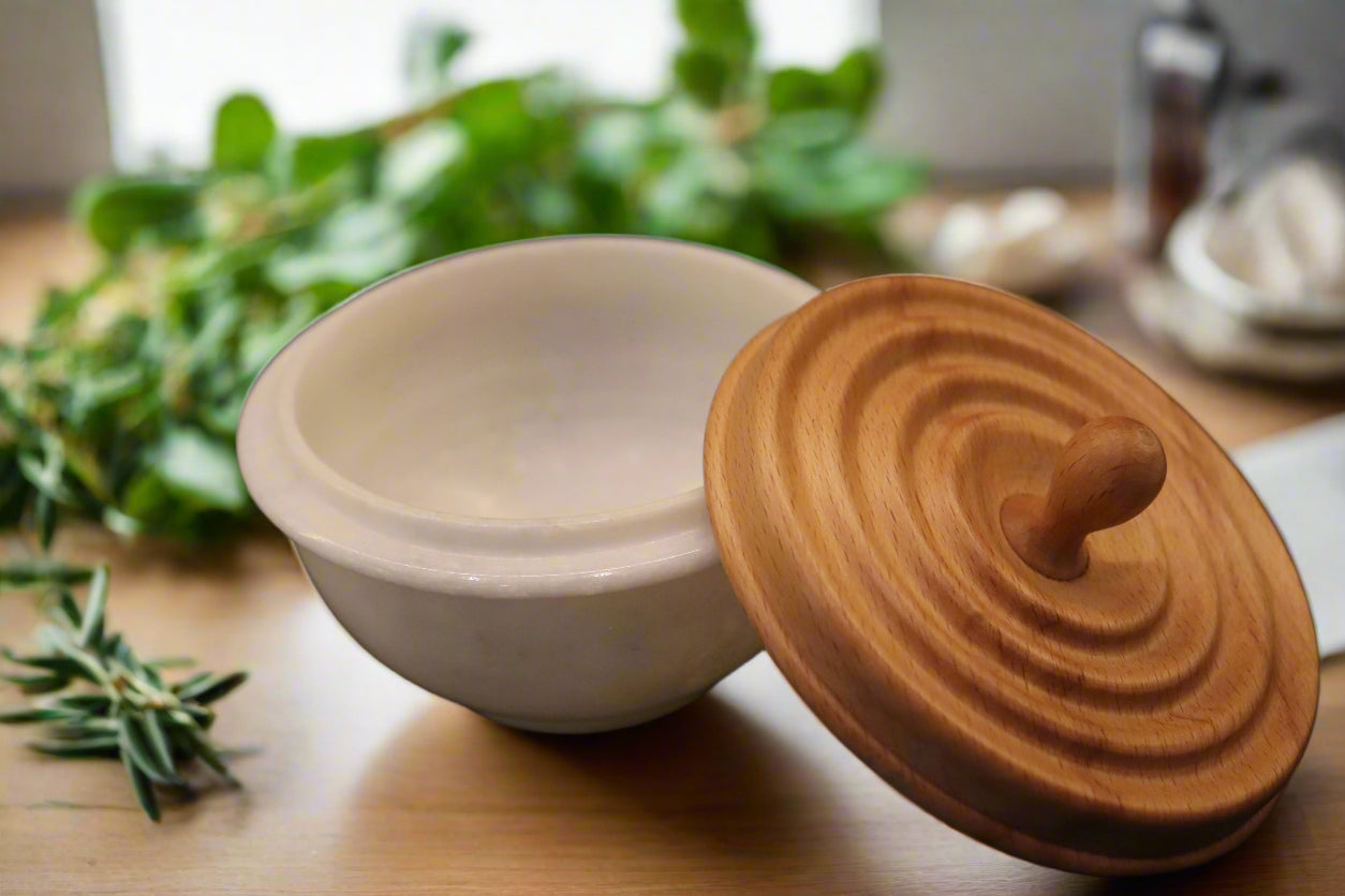 Stone-turned Marble and Wood Ripple Bowl