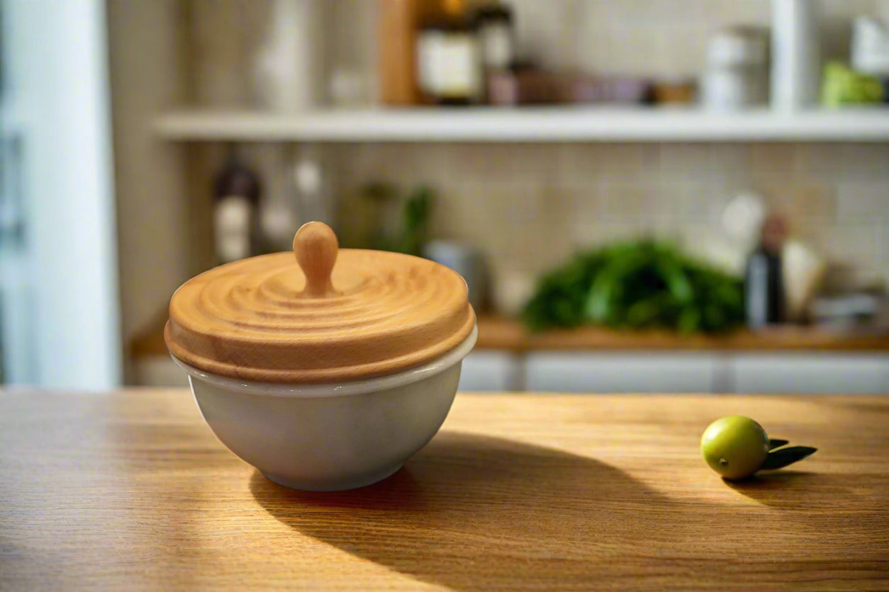 Stone-turned Marble and Wood Ripple Bowl