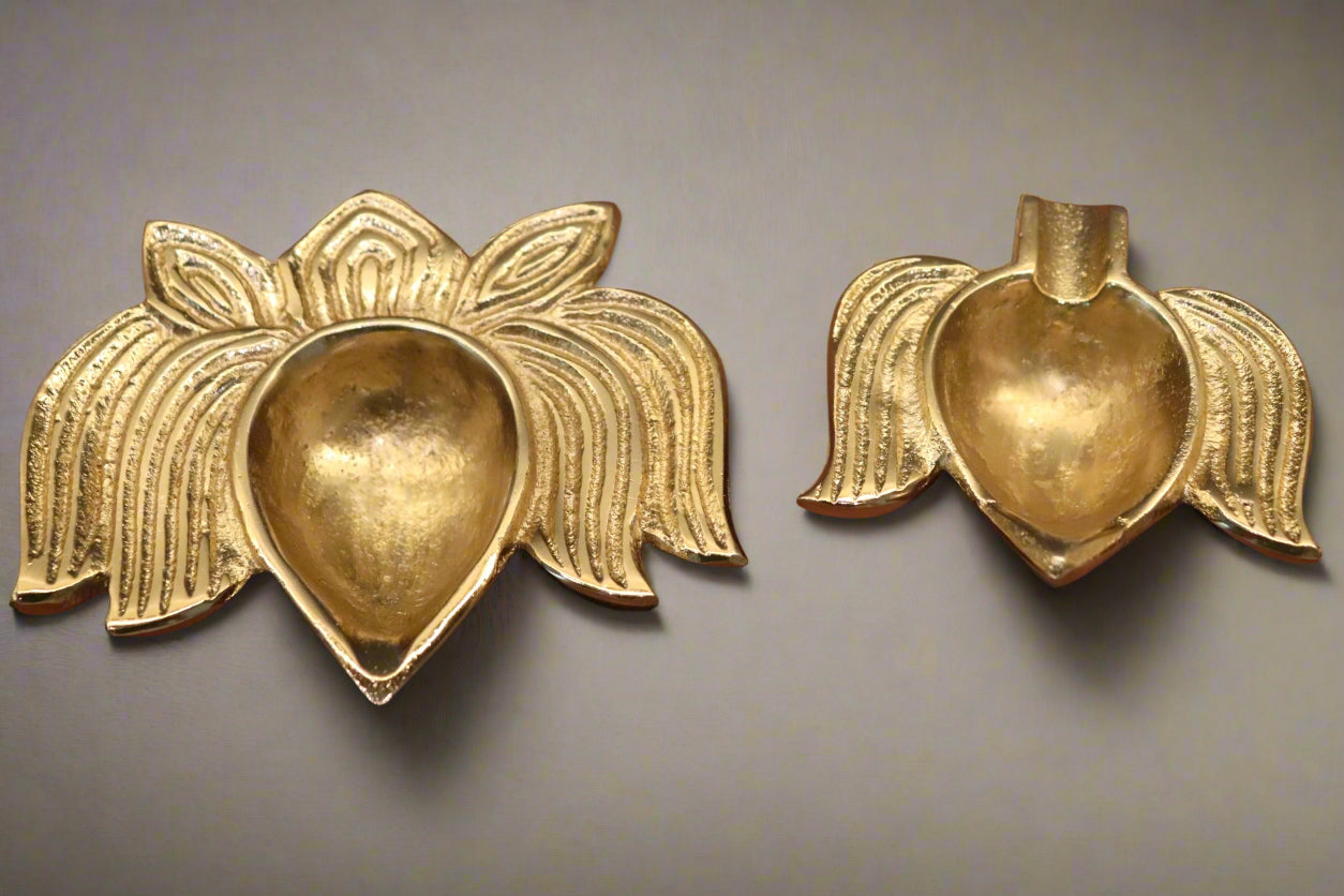 Lotus shaped Tealight Holders or Diyas (Set of 2)