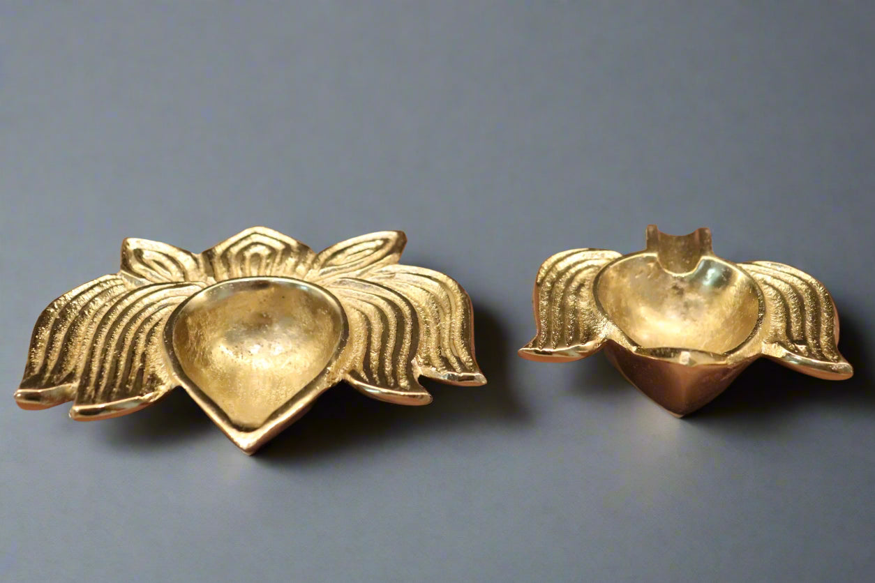 Lotus shaped Tealight Holders or Diyas (Set of 2)