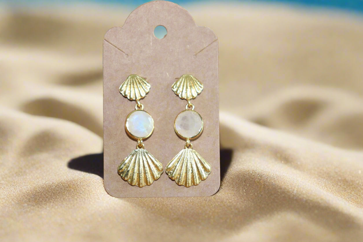 Moonlit Seashell Dangle Earrings