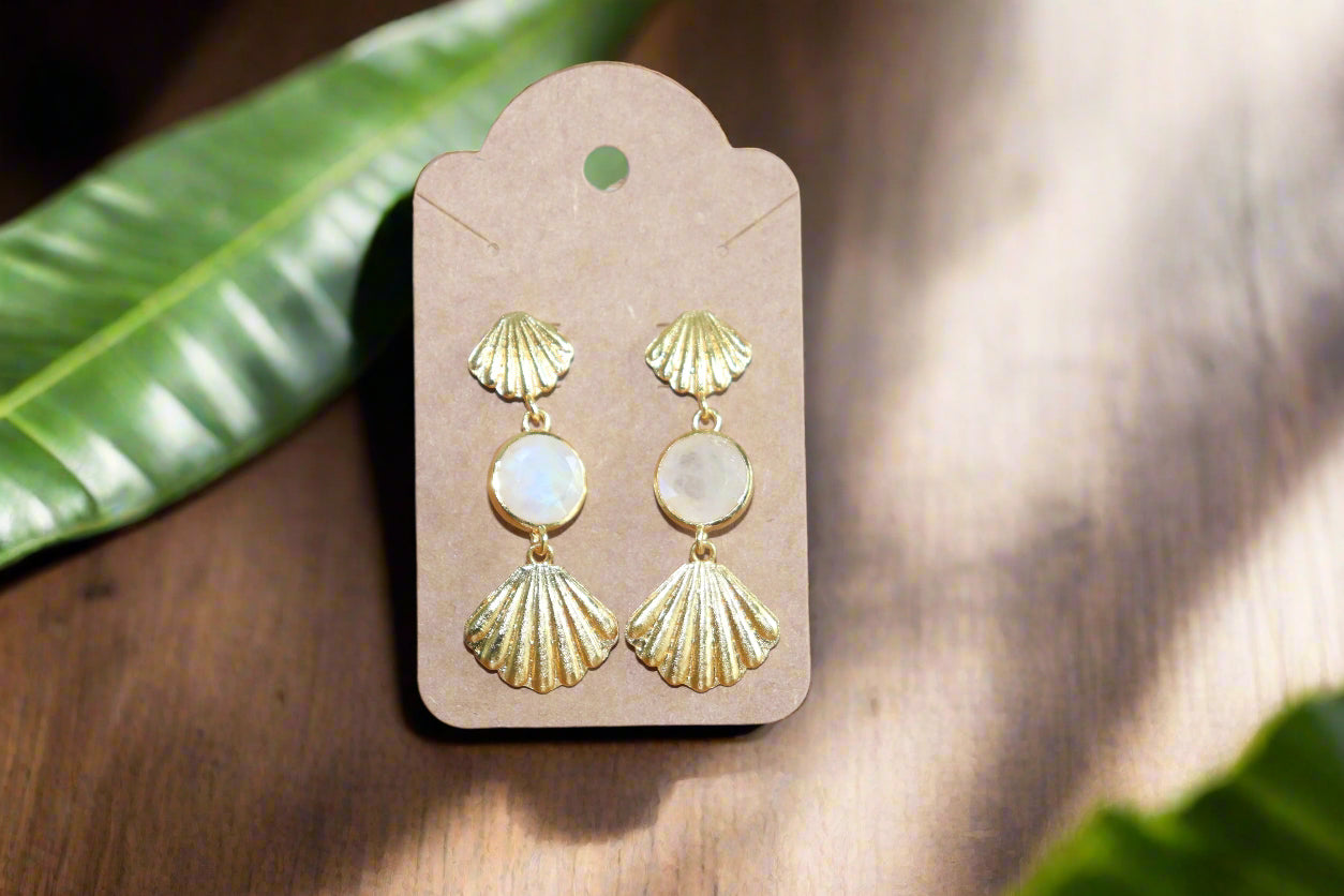 Moonlit Seashell Dangle Earrings