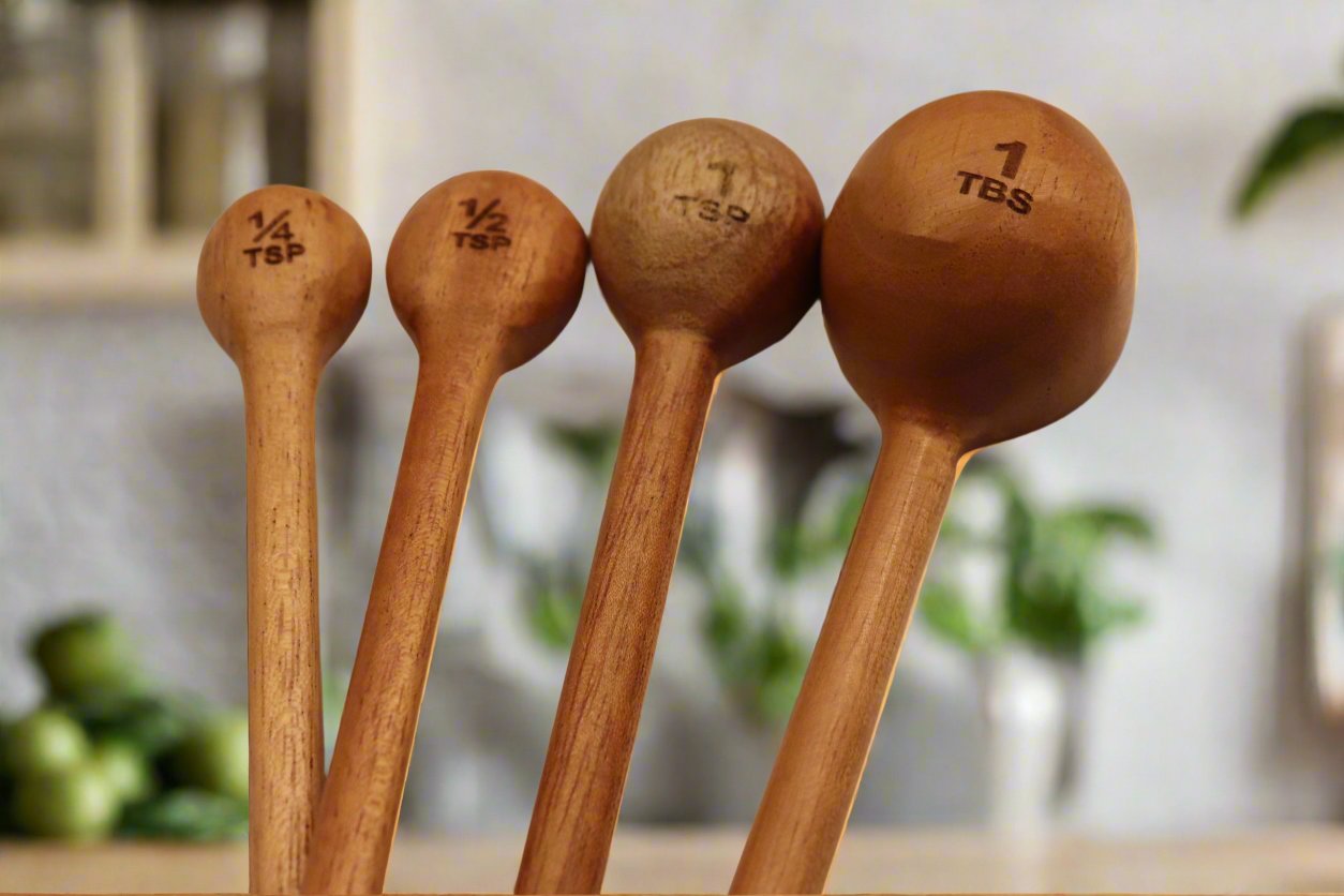 Wooden Blue Measuring Spoons