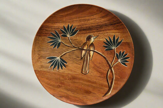 Hand painted acacia wood bird trays (set of 3)