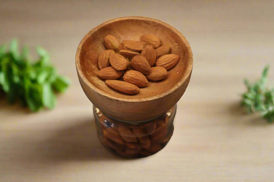 Glass Jar with a wooden bowl cover