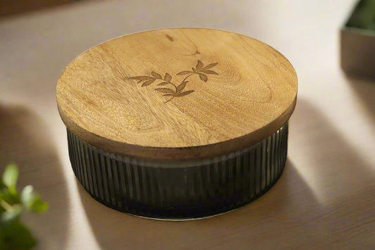 Wood and Glass Food Storage Container