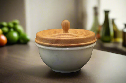 Stone-turned Marble and Wood Ripple Bowl