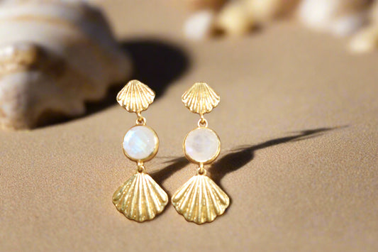 Moonlit Seashell Dangle Earrings