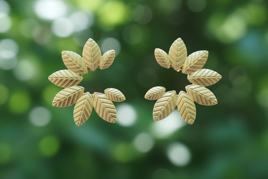 Gold Leaf Statement Earrings • Golden Wreath Studs • Nature Inspired Jewelry • Holiday Gift for Her • Lightweight Everyday Earrings