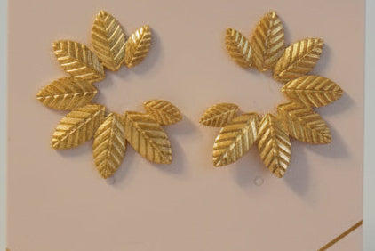 Gold Leaf Statement Earrings • Golden Wreath Studs • Nature Inspired Jewelry • Holiday Gift for Her • Lightweight Everyday Earrings