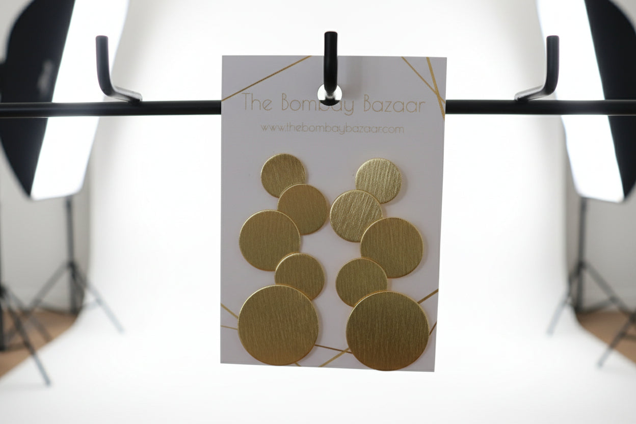 Gold Circle Statement Earrings • Geometric Brass Dangle Earrings • Modern Minimalist Jewelry • Lightweight Everyday Gift for Her