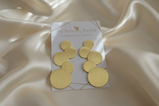 Gold Circle Statement Earrings • Geometric Brass Dangle Earrings • Modern Minimalist Jewelry • Lightweight Everyday Gift for Her