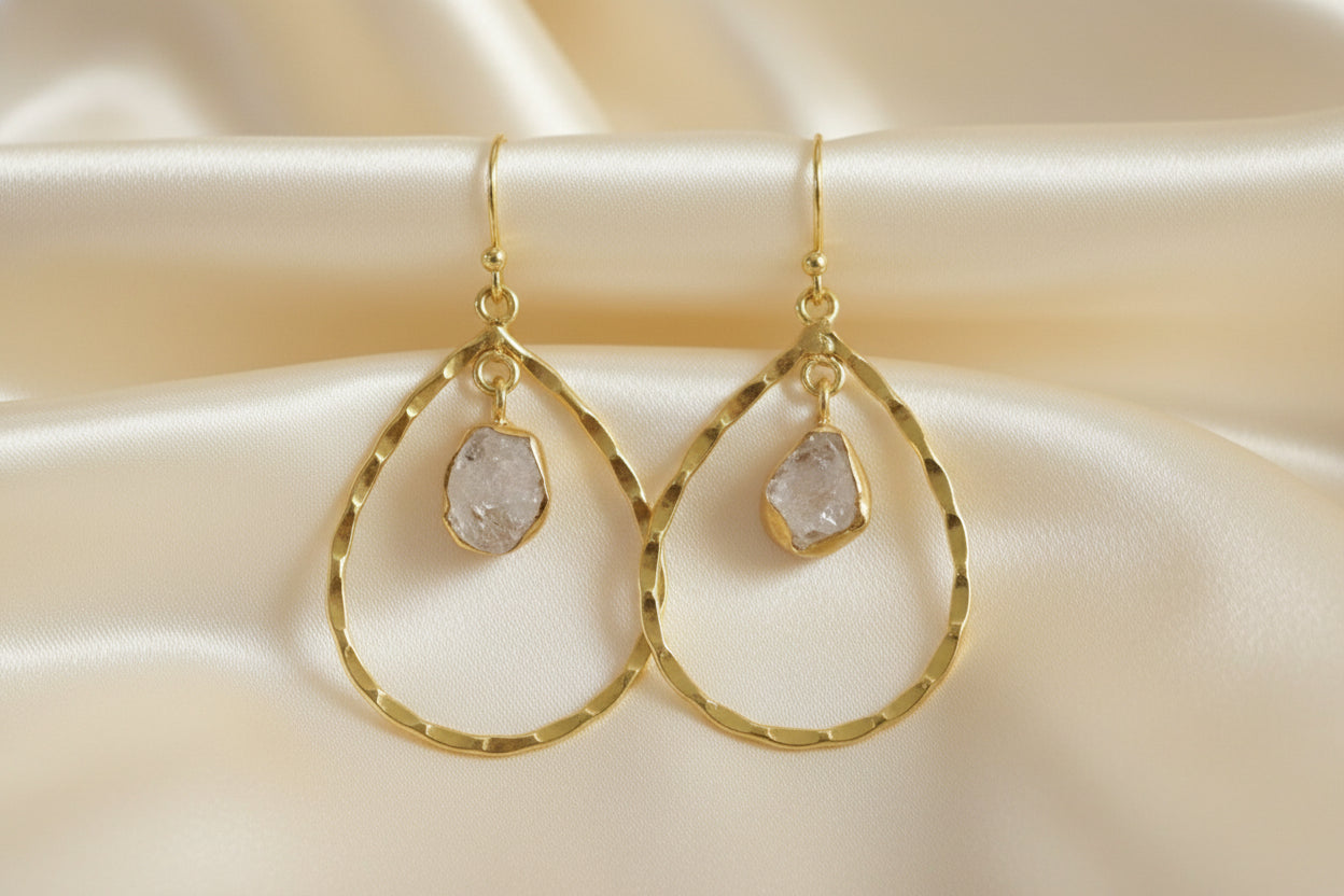 Hammered Gold Teardrop Earrings • Boho Chic Jewelry • Lightweight Everyday Earrings • Gift for Her