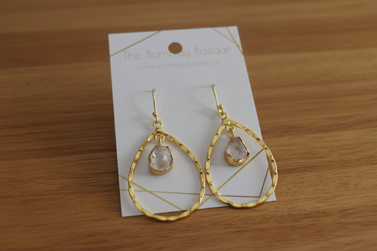 Hammered Gold Teardrop Earrings • Boho Chic Jewelry • Lightweight Everyday Earrings • Gift for Her