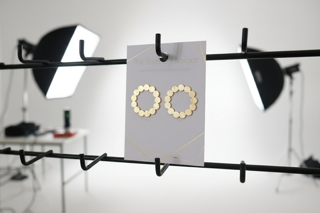 Gold Textured Circle Earrings • Sunburst Wreath Studs • Modern Minimalist Jewelry • Lightweight Everyday Earrings • Gift for Her