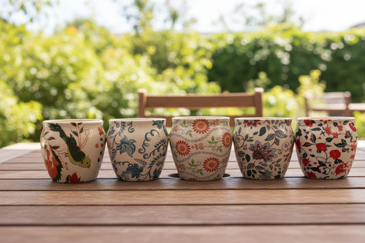 Kullad-Inspired Ceramic Tea & Coffee Cups – Available in 6 Different Designs | Rustic Cups | Handmade Style Espresso Mugs