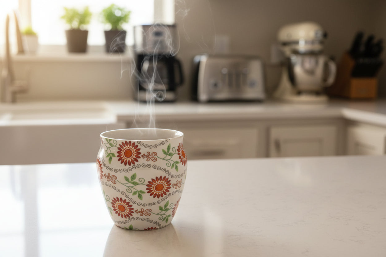 Kullad-Inspired Ceramic Tea & Coffee Cups – Available in 6 Different Designs | Rustic Cups | Handmade Style Espresso Mugs