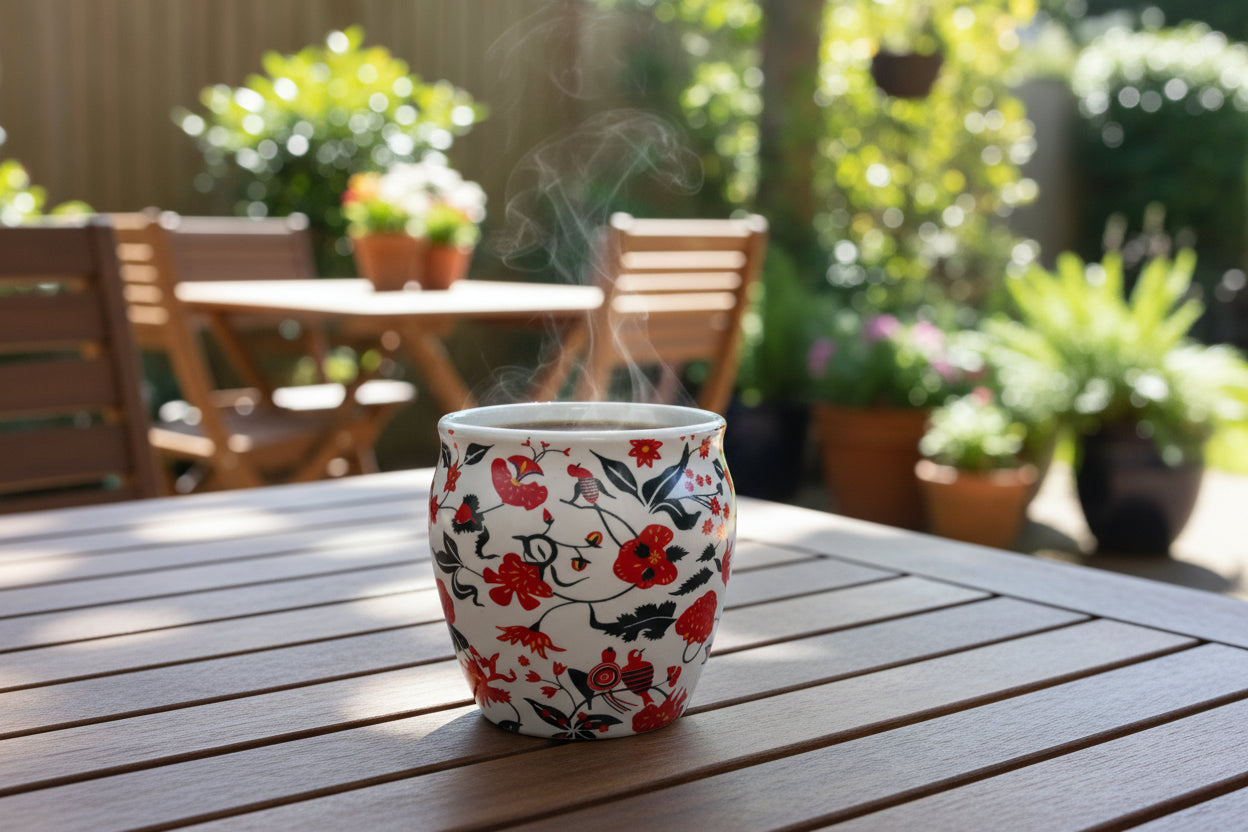 Kullad-Inspired Ceramic Tea & Coffee Cups – Available in 6 Different Designs | Rustic Cups | Handmade Style Espresso Mugs